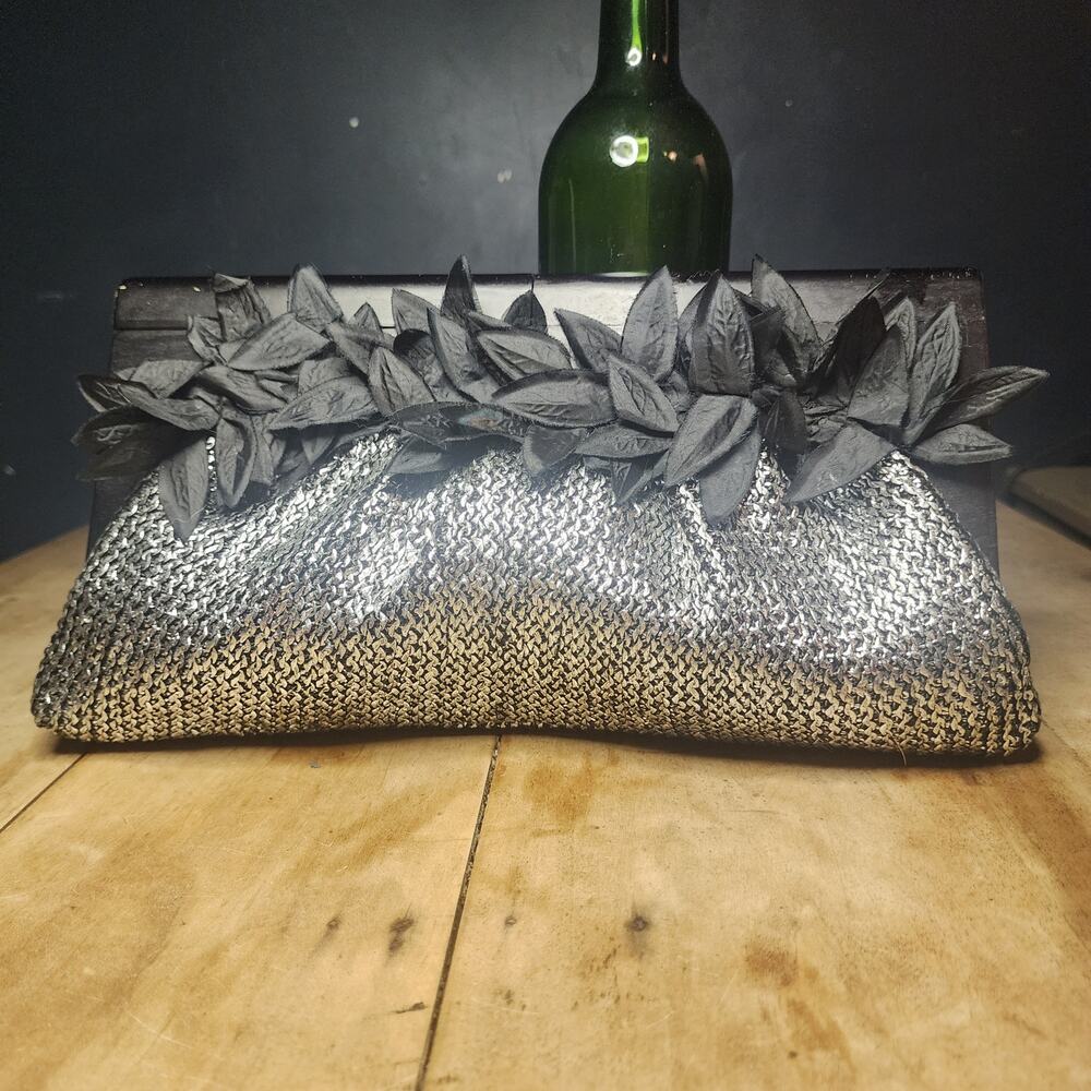 LIZ SOTO Handbags Wood handle metallic silver knit